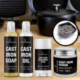 Culina Cast Iron Seasoning Stick & Soap & Oil Conditioner & Restoring Scrub & Stainless Scrubber | All Natural Ingredients | Best for Cleaning, Non-stick Cooking & Restoring | Cast Iron Cookware - LivanaNatural