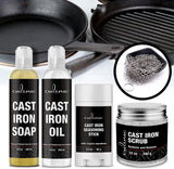 Culina Cast Iron Seasoning Stick & Soap & Oil Conditioner & Restoring Scrub & Stainless Scrubber | All Natural Ingredients | Best for Cleaning, Non-stick Cooking & Restoring | Cast Iron Cookware - LivanaNatural