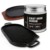 Culina Cast Iron Cleaning & Restoring Scrub | Removes Rust Without Scratching & Care Before Cleaning, Washing & Seasoning | 100% Natural | - Livananatural