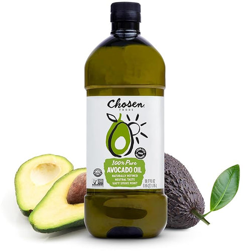 Chosen Foods 100% Pure Avocado Oil for Cooking - Made With Good Fats from Avocados, Naturally Refined, Never Adulterated, High Smoke Point, Non-GMO, Soy-Free, Canola Oil-Free, Gluten-Free, Paleo, Keto