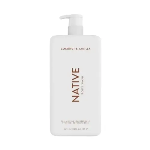 Native Body Wash Pump, Coconut & Vanilla, Sulfate Free, Paraben Free, for Men and Women, 36 Oz ~ (Pack 1)