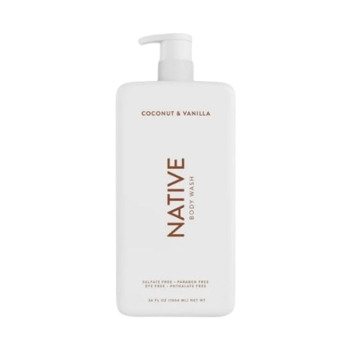 Native Body Wash Pump, Coconut & Vanilla, Sulfate Free, Paraben Free, for Men and Women, 36 Oz ~ (Pack 1)