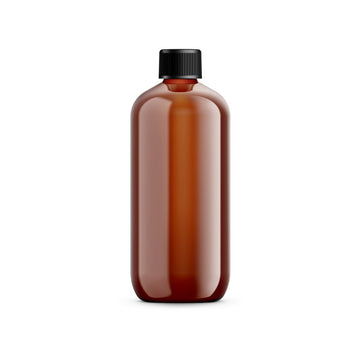 BulkDIY Amber PET Plastic Bottle - Oval 360 ml (12 oz)-w/Black Threaded Cap and Induction Seal - Livananatural