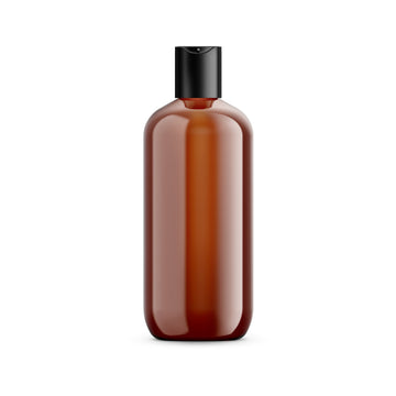 BulkDIY Amber PET Plastic Bottle - Oval 360 ml (12 oz)-w/Black Flip Disc Cap and Induction Seal - Livananatural