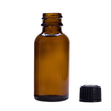 BulkDIY Amber Glass Bottle - Boston 30 ml (1 oz)-w/Black Phenolic Screw - Livananatural