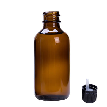 BulkDIY Amber Glass Bottle - Boston 50 ml - DIN18 -w/Black Euro Dropper - Livananatural