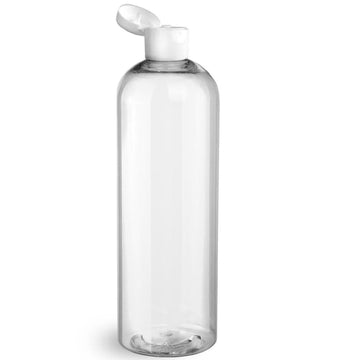 BulkDIY Clear PET Plastic Bottle - Cosmo - 480 ml (16 oz)-w/White  Flip Top Cap and Induction Seal - Livananatural