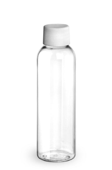 BulkDIY Clear PET Plastic Bottle - Cosmo 120 ml (4 oz)-w/White  Threaded Cap and Induction Seal - Livananatural