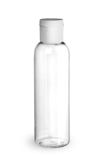 BulkDIY Clear PET Plastic Bottle - Cosmo 240 ml (8 oz)-w/White Flip Top Cap and Induction Seal - Livananatural
