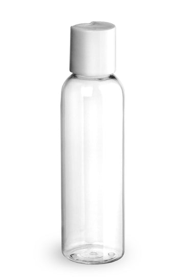 BulkDIY Clear PET Plastic Bottle - Cosmo 120 ml (4 oz)-w/White Flip Disc Cap and Induction Seal - Livananatural