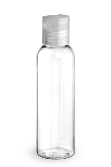 BulkDIY Clear PET Plastic Bottle - Cosmo 240 ml (8 oz)-w/Natural Flip Disc Cap and Induction Seal - Livananatural