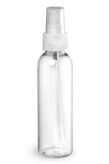 BulkDIY Clear PET Plastic Bottle - Cosmo 120 ml (4 oz)-w/White  Sprayer and Clear Cap - Livananatural