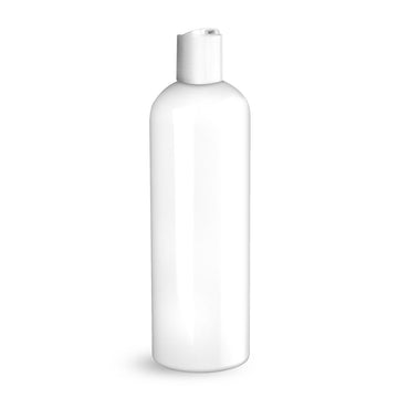 BulkDIY White PET Plastic Bottle - Cosmo 480 ml (16 oz)-w/White Flip Disc Cap and Induction Seal - Livananatural