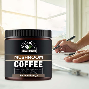 Solabela Coffee Organic Mushroom Coffee (40 Servings) with 7 Superfood Mushrooms, Great Tasting Arabica Instant Coffee - LivanaNatural 