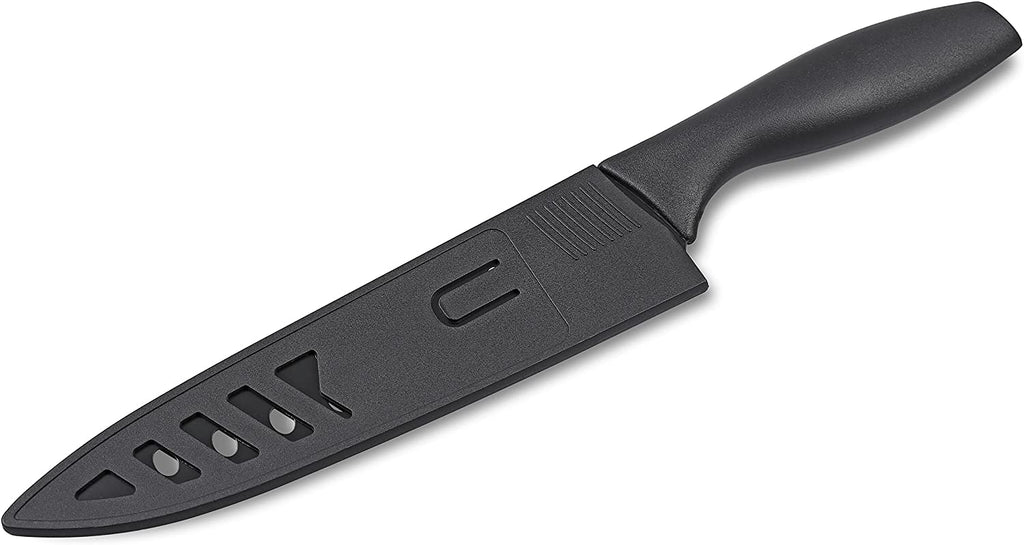 8-Inch Nonstick Carbon Steel Sushi Knife with Sheath, Black – LivanaNatural