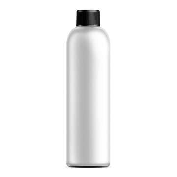 BulkDIY White PET Plastic Bottle - Cosmo 480 ml (16 oz)-w/Black Threaded Cap and Induction Seal - Livananatural