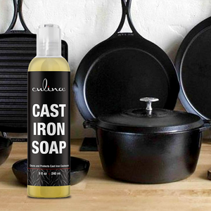 Cast Iron Soap by Culina - Cleans and Protects Cast Iron Cookware, Kosher Certified 8oz - Livananatural