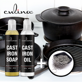 Culina Cast Iron Soap Set | Conditioning Oil | Stainless Scrubber | All Natural Ingredients | Best for Cleaning, Non-stick Cooking & Restoring | for Cast Iron Cookware, Skillets, Pans & Grills!… - Livananatural